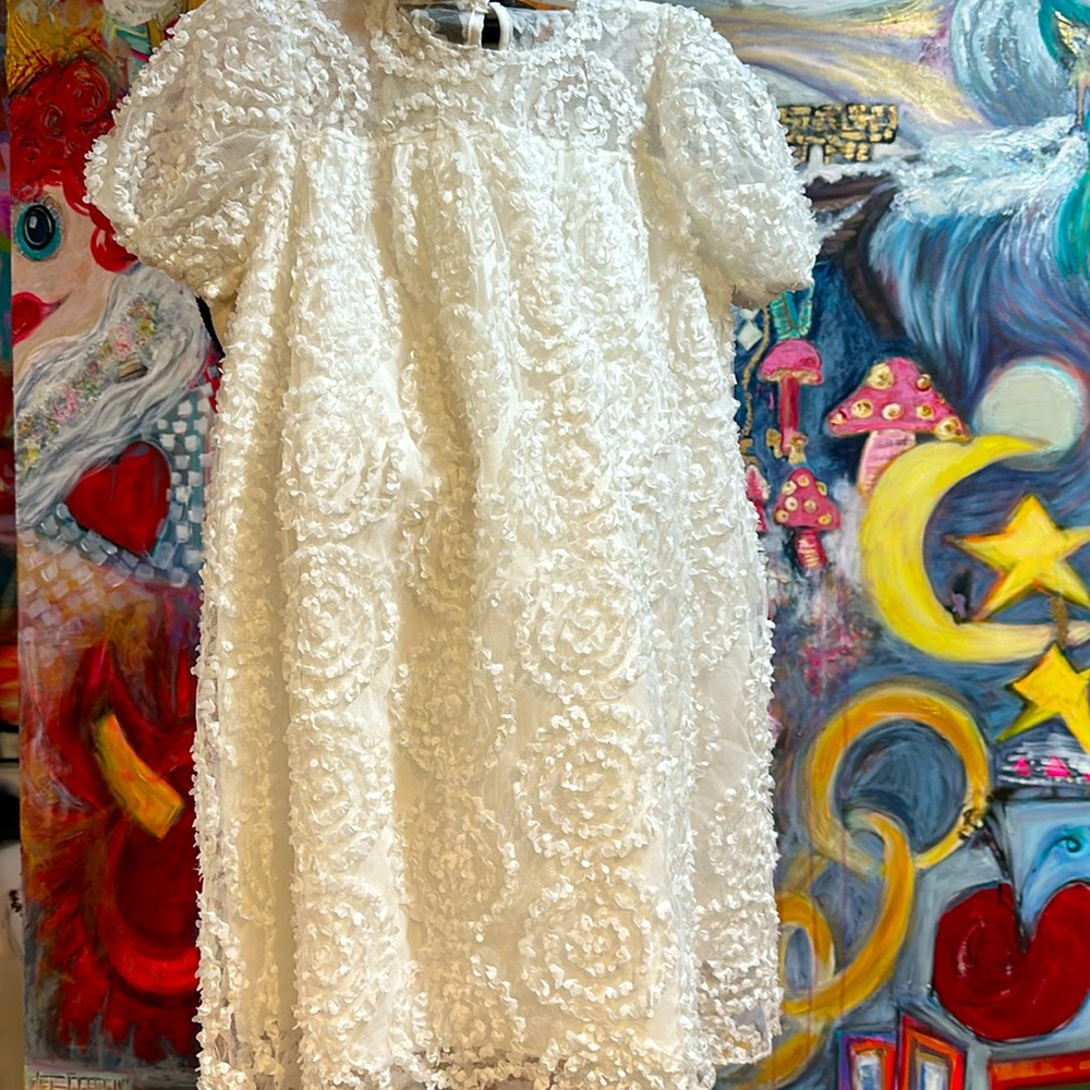 SHEIN Little Girl Sz 7 White Texture Dress